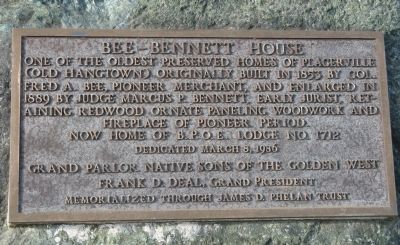 Bee-Bennett House Marker. Click for full size. Bee-Bennett House Marker image. Click for full size.