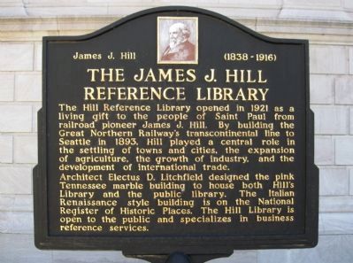 The James J. Hill Reference Library Marker image. Click for full size.