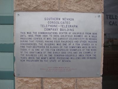 Southern Nevada Consolidated Telephone-Telegraph Company Building Marker image. Click for full size.