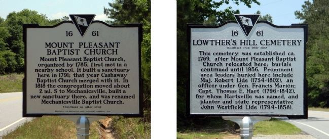 Mount Pleasant Baptist Church / Lowther's Hill Cemetery Marker image. Click for full size.