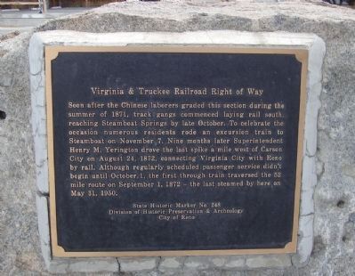 Virginia & Truckee Railroad Right of Way Marker image. Click for full size.