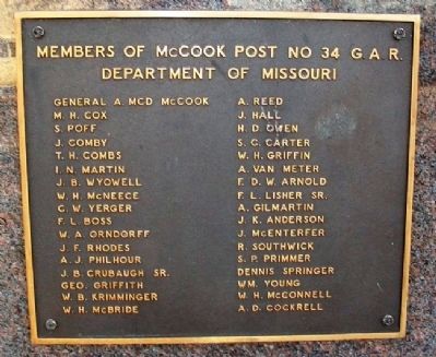McCook Post No. 34 G.A.R. Members on Civil War Memorial image. Click for full size.