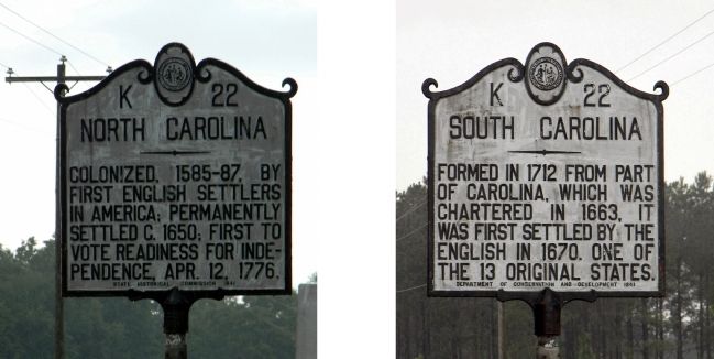 North Carolina / South Carolina Marker image. Click for full size.