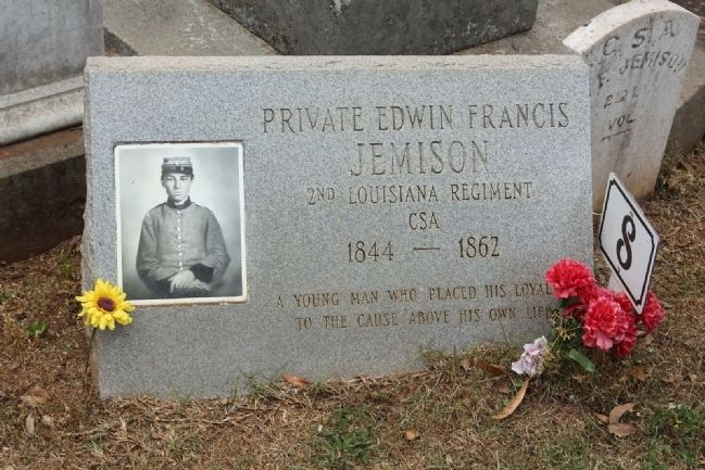 Memory Hill Cemetery , Edwin Francis Jemison, b. December 1, 1844 d. July 1, 1862 image. Click for full size.