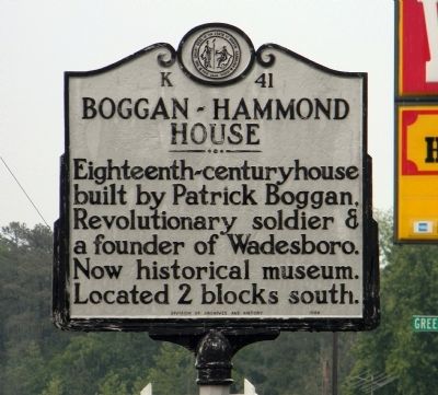 Boggan-Hammond House Marker image. Click for full size.