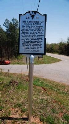 The Lynching Of Willie Earle Marker -<br>Front image. Click for full size.