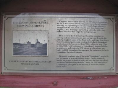 The Jacob Leinenkugel Brewing Company Marker image. Click for full size.