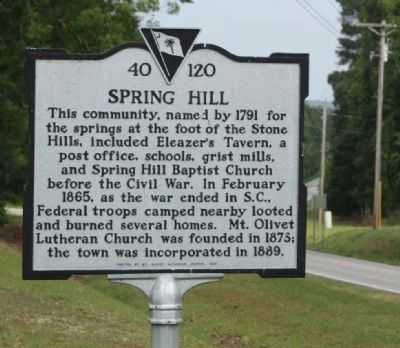 Spring Hill Marker image. Click for full size.