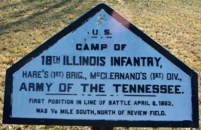 Camp of 18th Illinois Infantry Marker. Click for full size. Camp of 18th Illinois Infantry Marker image. Click for full size.