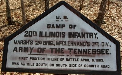 Camp of 20th Illinois Infantry Marker. Click for full size. Camp of 20th Illinois Infantry Marker image. Click for full size.