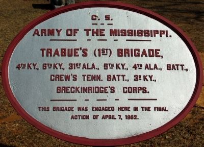 Trabue's Brigade Marker. Click for full size. Trabue's Brigade Marker image. Click for full size.