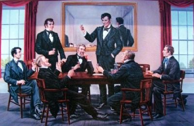 Painting of Lincoln and Members of the "Long Nine". Click for full size. Painting of Lincoln and Members of the "Long Nine" image. Click for full size.