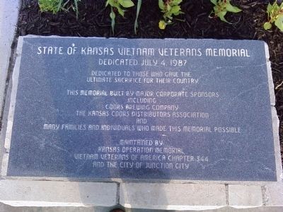 State of Kansas Vietnam Veterans Memorial Marker. Click for full size. State of Kansas Vietnam Veterans Memorial Marker image. Click for full size.