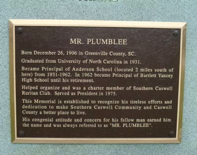 Mr. Plumblee plaque image. Click for full size.