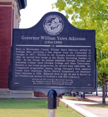 Governor William Yates Atkinson Marker. Click for full size. Governor William Yates Atkinson Marker image. Click for full size.