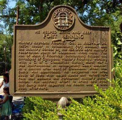 He Helped Bring and Keep Fort Benning Marker image. Click for full size.
