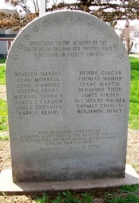 Soldiers of the War for Independence Who Lived in Fayette County Marker image. Click for full size.