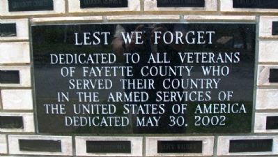 Fayette County Veterans Memorial Marker image. Click for full size.