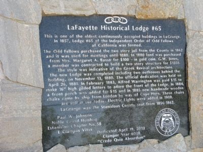 LaFayette Historical Lodge #65 Marker image. Click for full size.