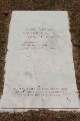 Memory Hill Cemetery , Carl Vinson (Nov 18, 1883-Jun 1, 1981) image. Click for full size.