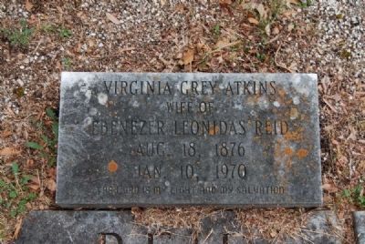 Virginia Grey Atkins (Reid) Tombstone<br>Due West A.R.P. Church Cemetery image. Click for full size.