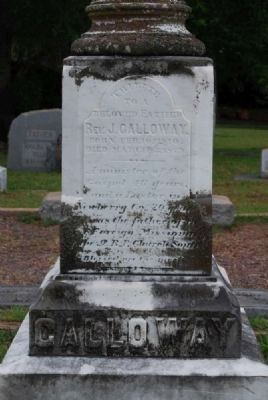 Rev. J[onathan] Galloway Tombstone<br>Due West A.R.P. Church Cemetery<br>Northeast Inscription image. Click for full size.