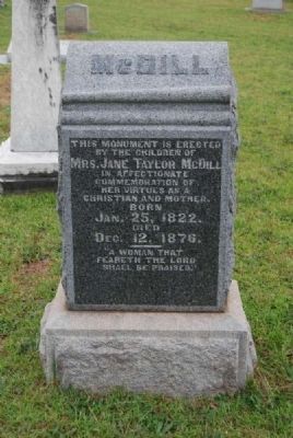 Jane Taylor McDill Tombstone<br>Due West A.R.P. Church Cemetery image. Click for full size.