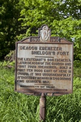 Deacon Ebenezer Sheldon's Fort Marker image. Click for full size.