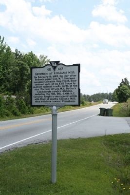 Skirmish at Killian's Mill Marker, looking south along Farrow Road (S.C. Hwy. 555) image. Click for full size.