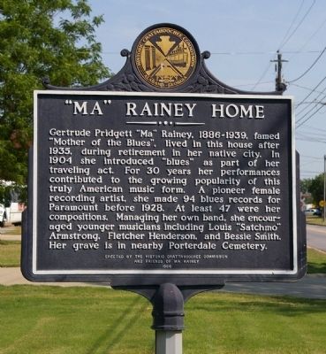 “Ma" Rainey Home Marker image. Click for full size.