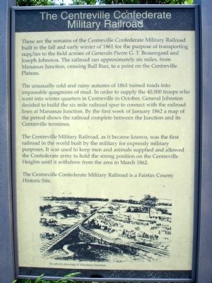The Centreville Confederate Military Railroad Marker. Click for full size. The Centreville Confederate Military Railroad Marker image. Click for full size.