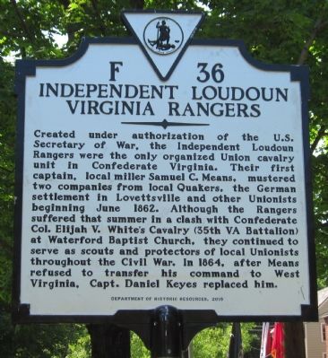 Independent Loudoun Virginia Rangers Marker image. Click for full size.
