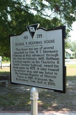 George P. Hoffman House Marker, reverse side image. Click for full size.