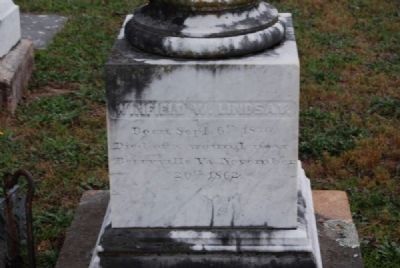 Winfield W & A. Poinsett Lindsay Tombstone<br>Due West ARP Church Cemetery<br>Northeast Inscription image. Click for full size.