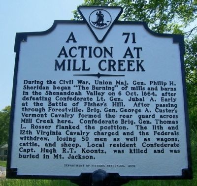 Action at Mill Creek Marker A-71 image. Click for full size.