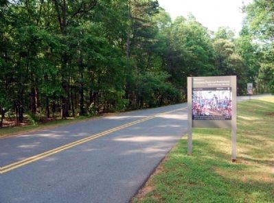 Welcome to Cowpens National Battlefield Marker -<br>Looking South Along Piedmont Road. Click for full size. Welcome to Cowpens National Battlefield Marker -<br>Looking South Along Piedmont Road image. Click for full size.