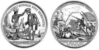 Gold Medal Awarded to General Daniel Morgan by U.S. Congress for His Victory at Cowpens. Click for full size. Gold Medal Awarded to General Daniel Morgan by U.S. Congress for His Victory at Cowpens image. Click for full size.
