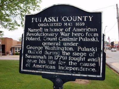 Obverse View - - Pulaski County (Indiana) Marker. Click for full size. Obverse View - - Pulaski County (Indiana) Marker image. Click for full size.