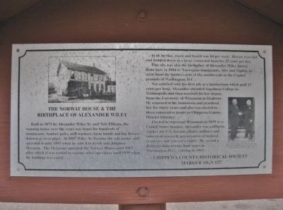 The Norway House & the Birthplace of Alexander Wiley Marker image. Click for full size.