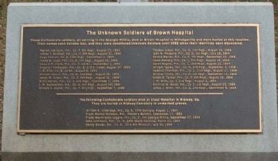 The Unknown Soldiers of Brown Hospital Marker image. Click for full size.