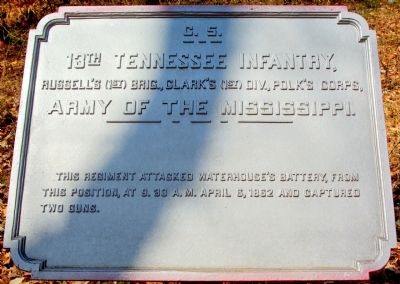 13th Tennessee Infantry Marker. Click for full size. 13th Tennessee Infantry Marker image. Click for full size.