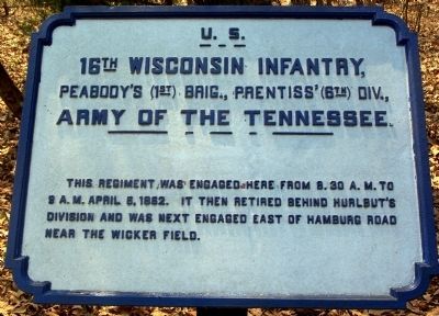 16th Wisconsin Infantry Marker. Click for full size. 16th Wisconsin Infantry Marker image. Click for full size.