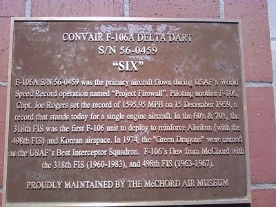 Convail F-106A Delta Dart Marker. Click for full size. Convail F-106A Delta Dart Marker image. Click for full size.