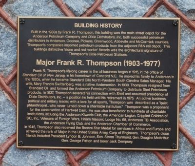 Building History / Major Frank R Thompson (1903-1977) Marker image. Click for full size.