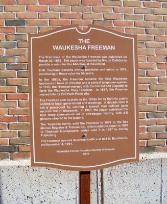 The Waukesha Freeman Marker image. Click for full size.