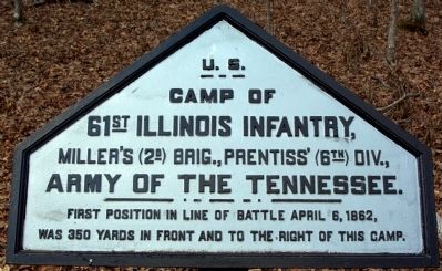 Camp of 61st Illinois Infantry Marker. Click for full size. Camp of 61st Illinois Infantry Marker image. Click for full size.