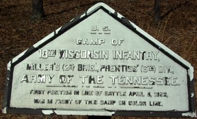 Camp of 18th Wisconsin Infantry Marker. Click for full size. Camp of 18th Wisconsin Infantry Marker image. Click for full size.