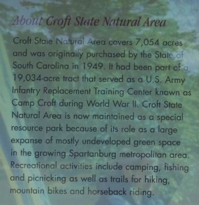 Welcome to Croft State Natural Area Marker. Click for full size. Welcome to Croft State Natural Area Marker image. Click for full size.