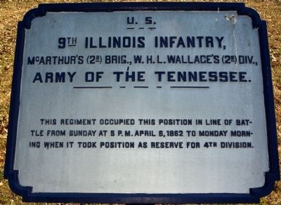 9th Illinois Infantry Marker. Click for full size. 9th Illinois Infantry Marker image. Click for full size.
