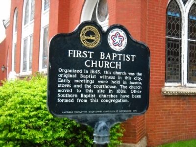First Baptist Church Marker. Click for full size. First Baptist Church Marker image. Click for full size.